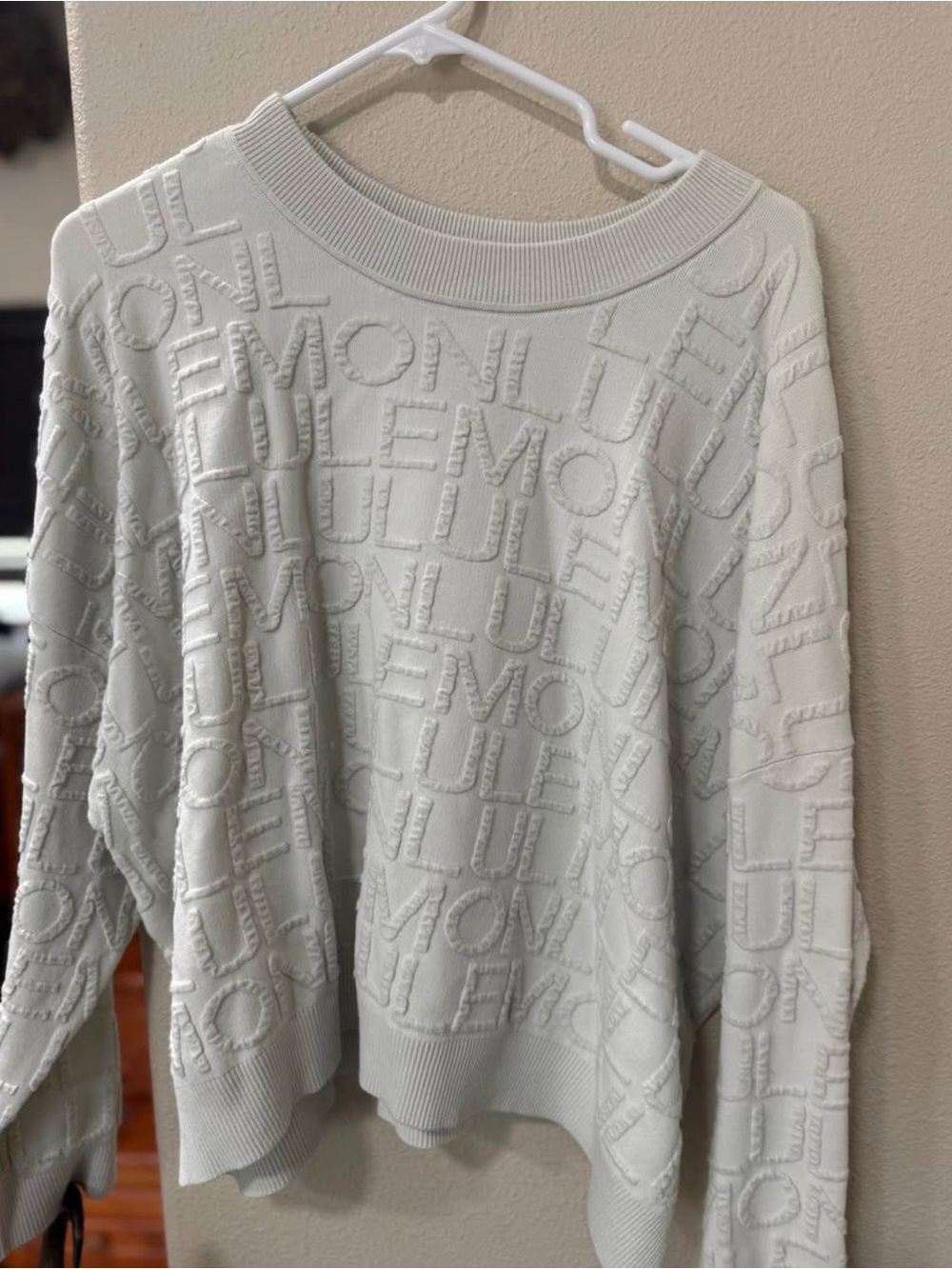 lululemon athletica Ivory Raised-Logo Crewneck Sweater
